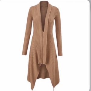 Cabi Camel Tan Asymmetrical Cardigan
